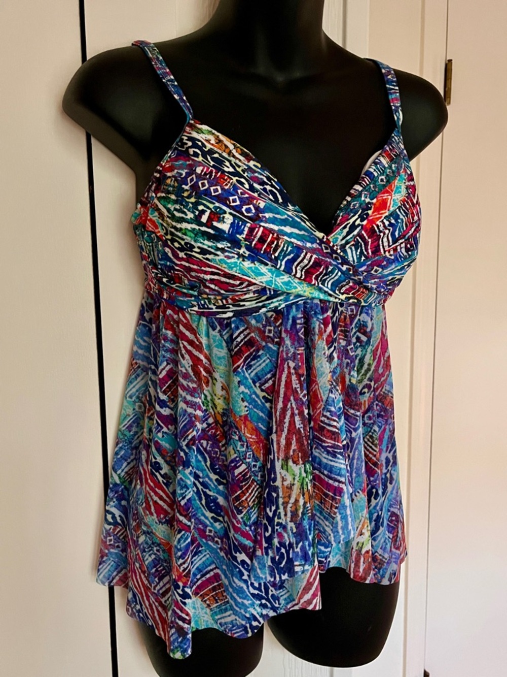 Profile By Gottex Multicolor Tankini Swim Sun Top Fly Away $98 New Tag Sz12